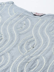 Leheriya Sequinned Kurta with Palazzos & With Dupatta ( JOKPL D44G 1485 Grey )-JOKPL-D44G-1485