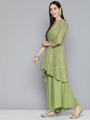 Green Sequinned Kurta with Palazzos & With Dupatta ( JOKPL D44Grn 1493 Green )-JOKPL-D44Grn-1493