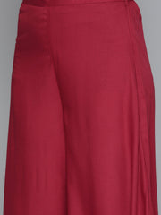 Maroon Leheriya Sequinned Kurta with Palazzos & With Dupatta ( JOKPL D44M 1485 Maroon )-JOKPL-D44M-1485