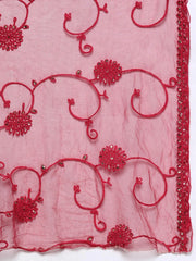 Maroon Leheriya Sequinned Kurta with Palazzos & With Dupatta ( JOKPL D44M 1485 Maroon )-JOKPL-D44M-1485