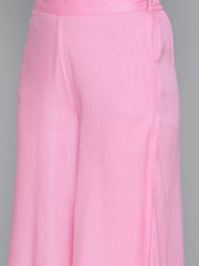 Pink Sequinned Kurta with Palazzos & With Dupatta ( JOKPL D44P 1493 Pink )-JOKPL-D44P-1493