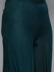 Teal Leheriya Sequinned Kurta with Palazzos & With Dupatta ( JOKPL D44T 1485 Teal )-JOKPL-D44T-1485