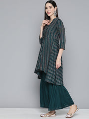Teal Sequinned Kurta with Palazzos & With Dupatta ( JOKPL D44T 1493 Teal )-JOKPL-D44T-1493