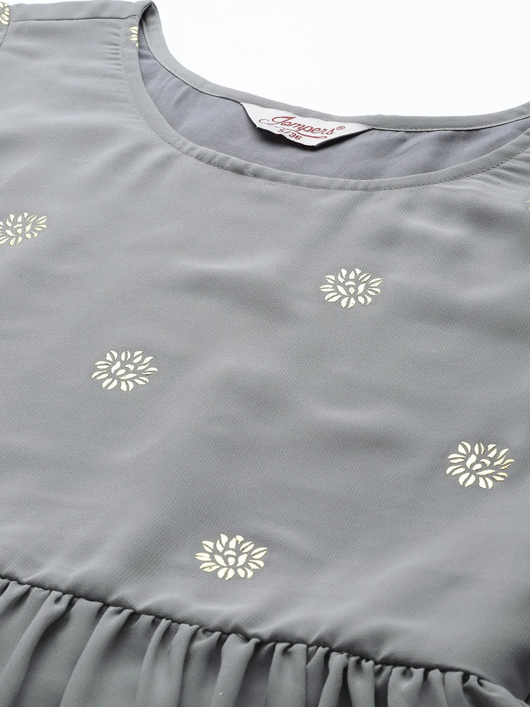 Grey Floral Kurta Palazzo Set | Women's Palazzo Sets Online