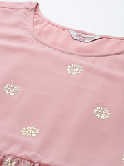 Floral Printed Pleated Pink Georgette Kurta with Palazzos & With Dupatta ( JOKPL D45 Gry 1497 Pink )-JOKPL-D45-Gry-1497