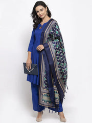 Women Royal-Blue Solid Kurta with Palazzos & Art-Silk Printed Dupatta ( JOKPL D4B 1312 Royal )-JOKPL-D4B-1312