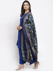 Women Royal-Blue Solid Kurta with Palazzos & Art-Silk Printed Dupatta ( JOKPL D4B 1312 Royal )-JOKPL-D4B-1312