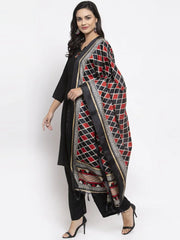 Women Black & Red Solid Kurta with Palazzos & Dupatta ( JOKPL D4R 1312 Black )-JOKPL-D4R-1312