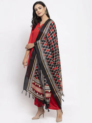 Women Red Solid Kurta with Palazzos & Printed Dupatta ( JOKPL D4R 1312 Red )-JOKPL-D4R-1312