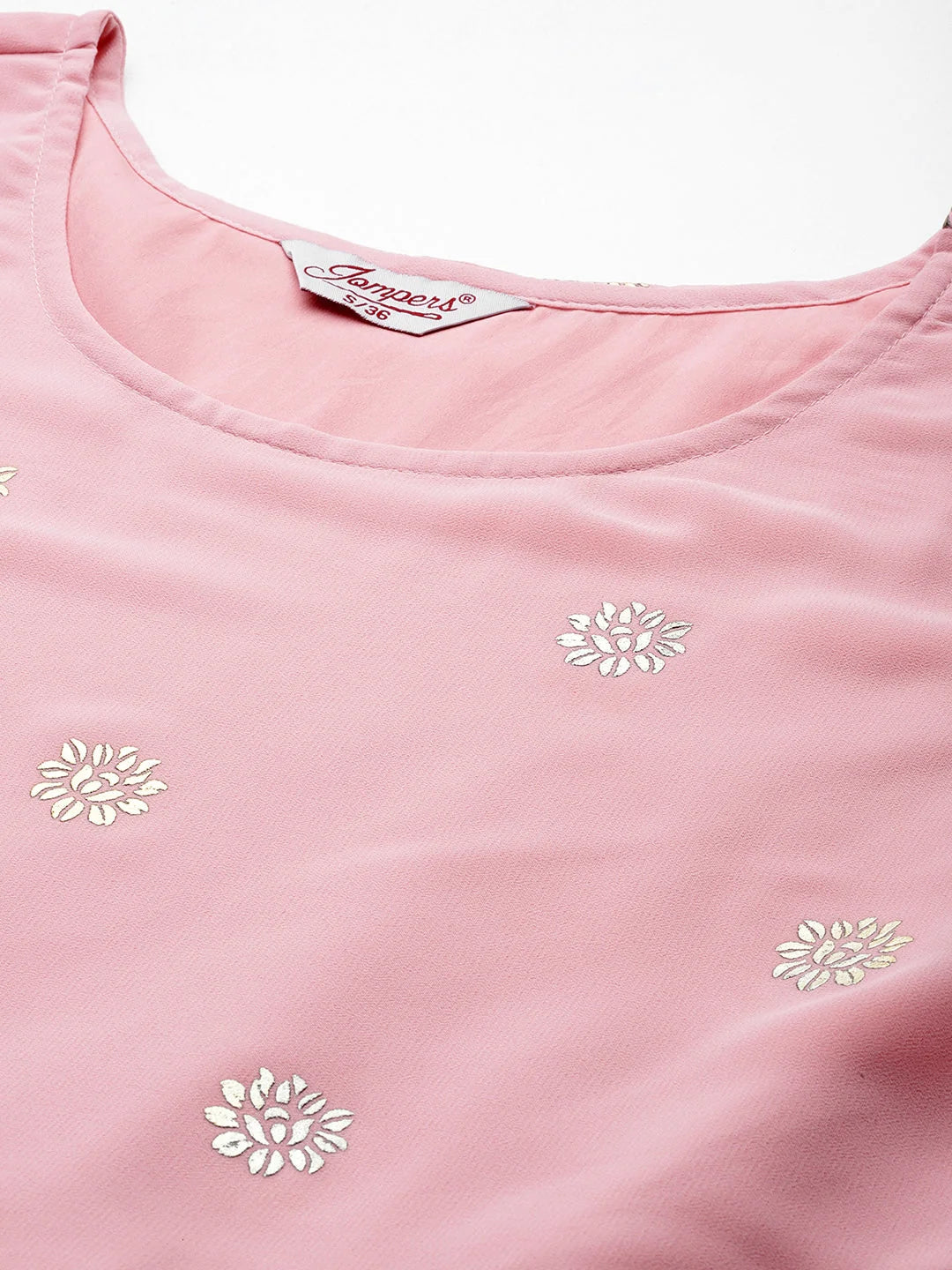 Pink Foil Print Kurta Palazzo Set - Womenâ€™s Palazzo Sets