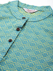 Woven design kurta, pallazos and dupatta set ( JOKPL D51F 1538 Firozi )
