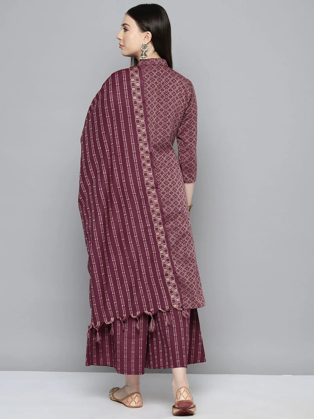 Purple Woven Kurta Palazzo Set - Womenâ€™s Palazzo Sets Online