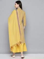 Woven design kurta, pallazos and dupatta set ( JOKPL D51Y 1538 Yellow )
