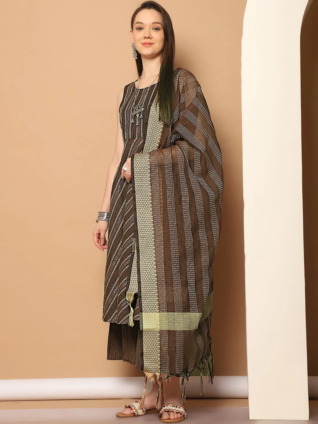 Woven Design Anarkali Kurta Set - Indian Anarkali Kurta