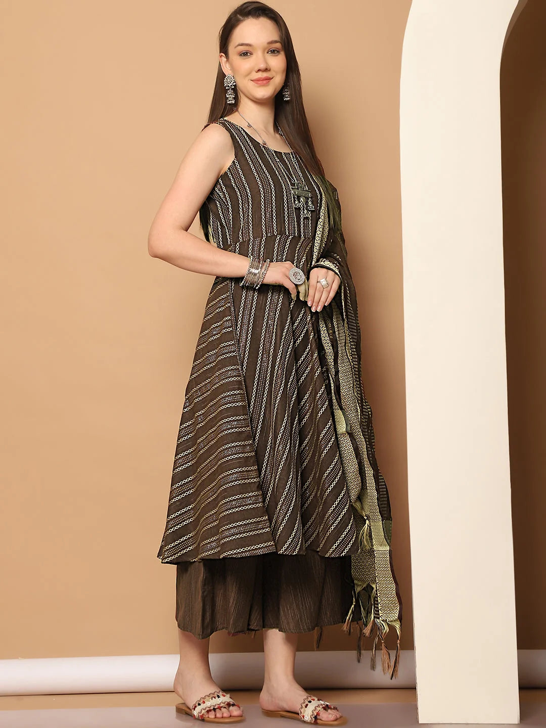 Woven Design Anarkali Kurta Set - Indian Anarkali Kurta