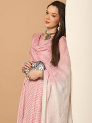 Women Pink Woven Design Flared Kurta with Palazzos & With Dupatta ( JOKPL D59P 1553 Pink )-JOKPL-D59P