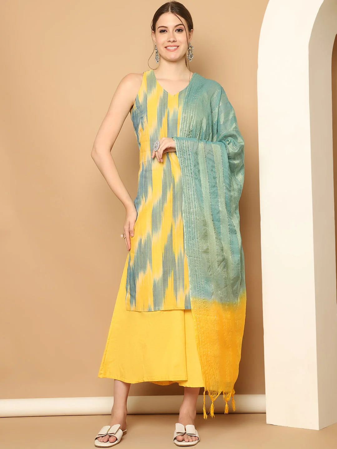 Yellow Printed Kurta Palazzo Set | Women's Palazzo Sets