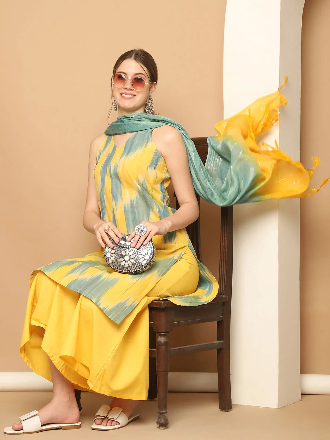 Yellow Printed Kurta Palazzo Set | Women's Palazzo Sets
