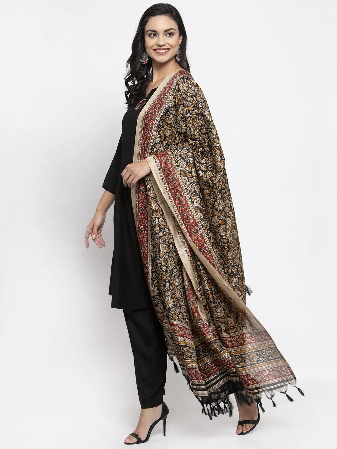 Women's Kurta Palazzo Set - Black & Red Rayon Palazzo Pants Set