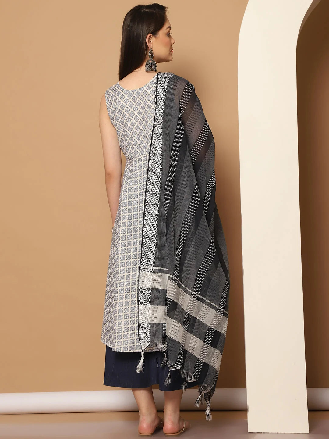 Navy Blue Printed Anarkali Kurta Set | Indian Kurta For Women