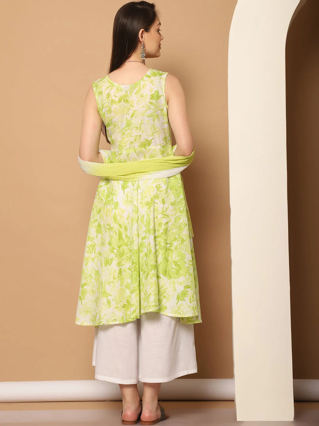 Green Printed Anarkali Kurta Set |  Anarkali Kurta For Women