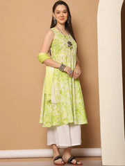 Women Green Printed Kurta with Palazzos & With Ombre Dupatta ( JOKPL D62Pi 1557 Pista )-JOKPL-D62Pi