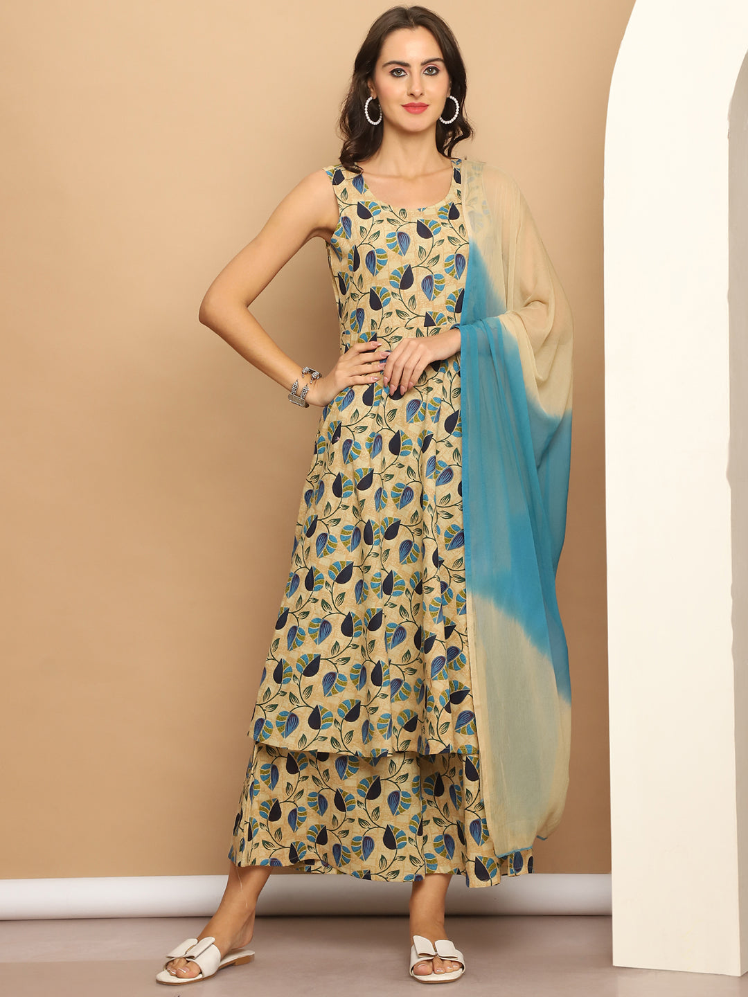 Printed Anarkali Kurta Set - Cotton Anarkali Kurta for Women