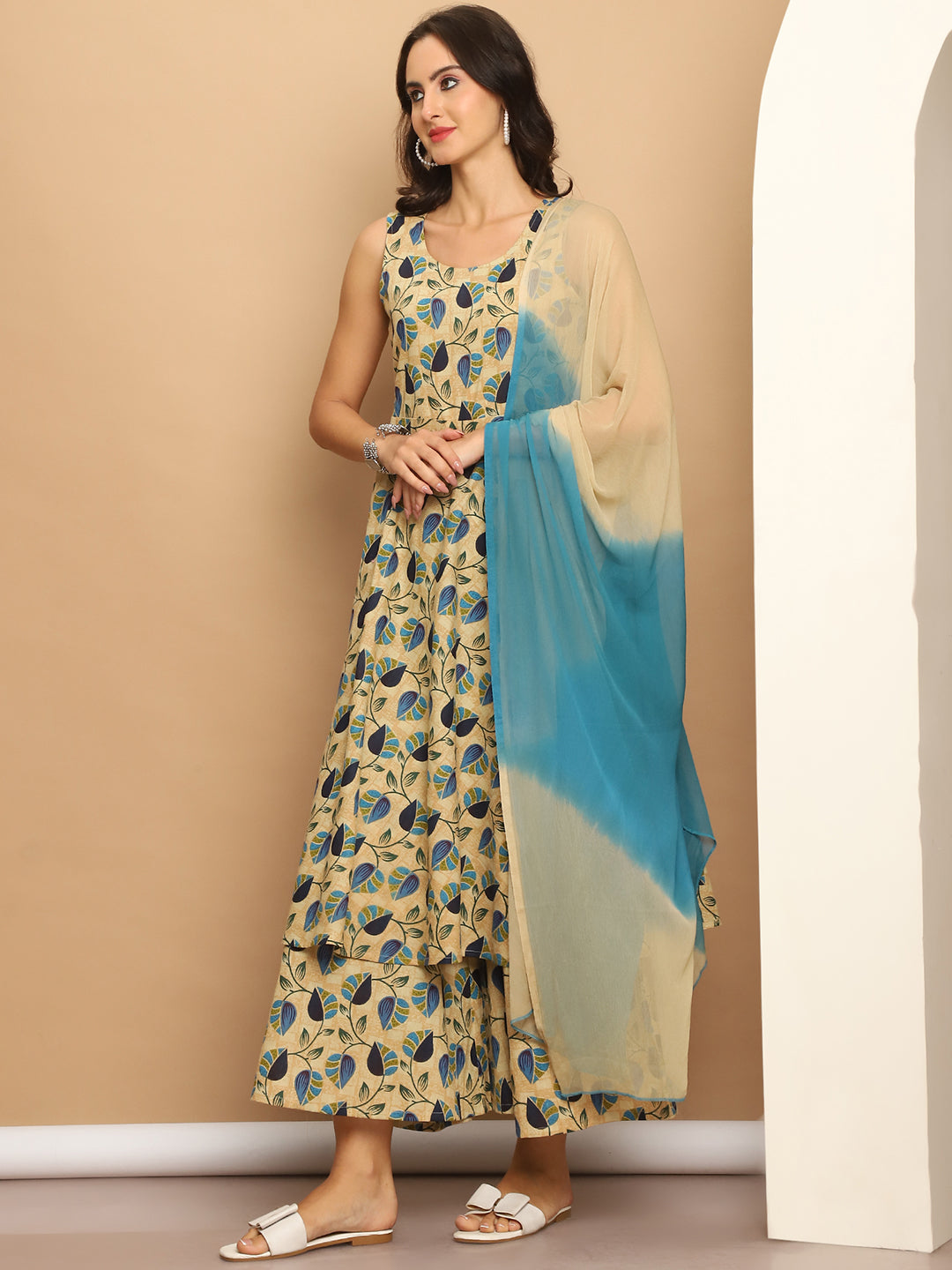 Printed Anarkali Kurta Set - Cotton Anarkali Kurta for Women
