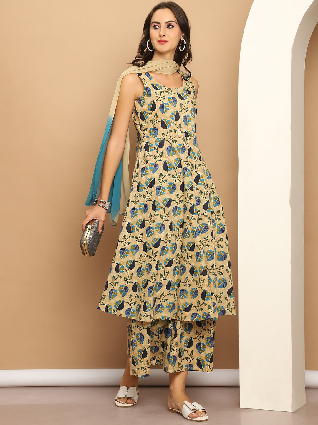 Printed Anarkali Kurta Set - Cotton Anarkali Kurta for Women