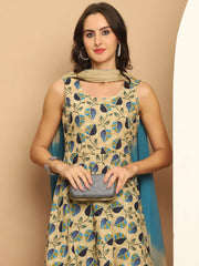 Printed flared kurta pallazos dupatta set-JOKPL-D63PB