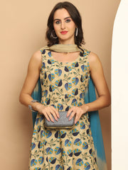 Printed flared kurta pallazos dupatta set-JOKPL-D63PB