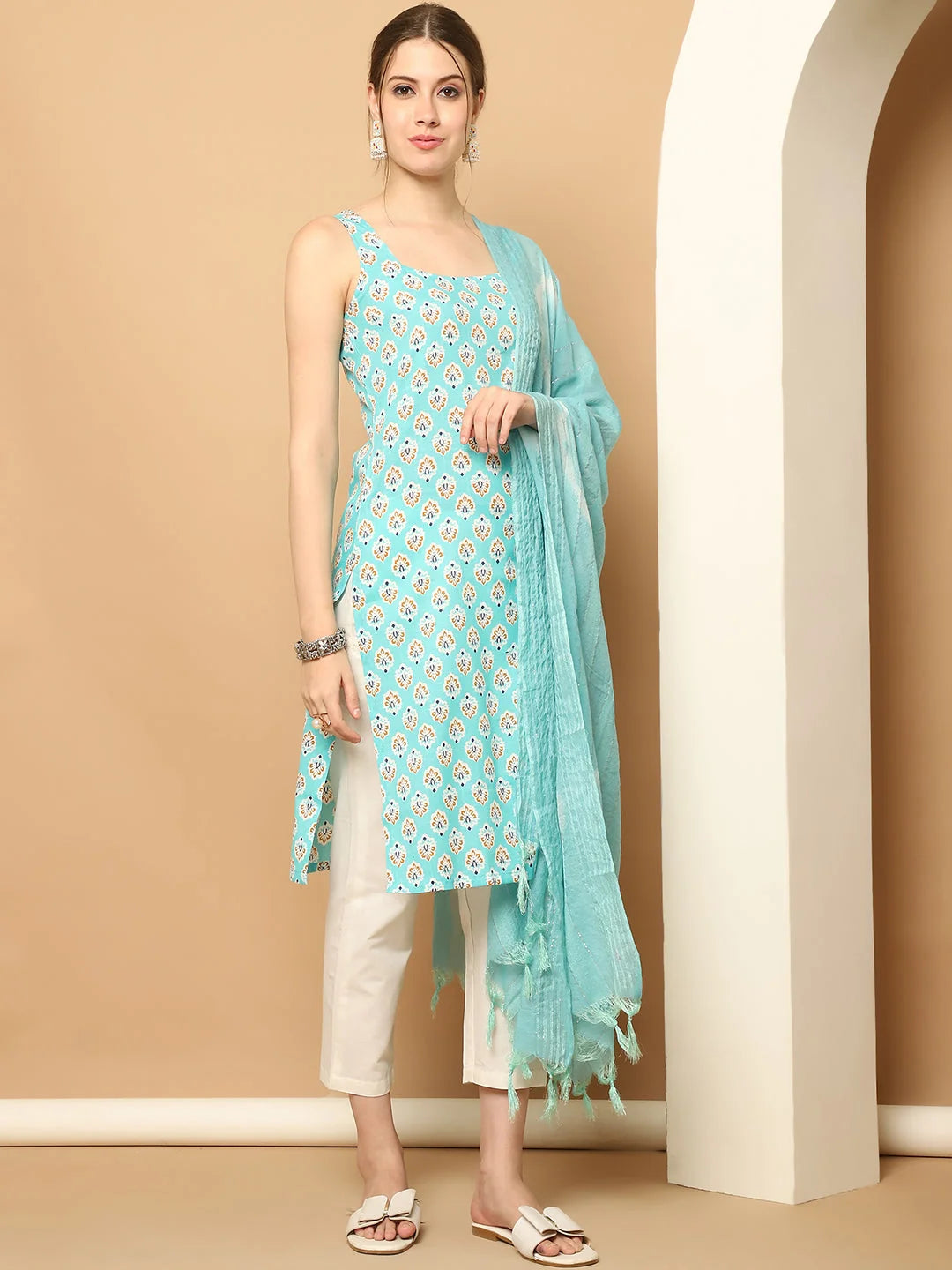 Blue Printed Kurta Palazzo Set | Kurta and Palazzo Set Online