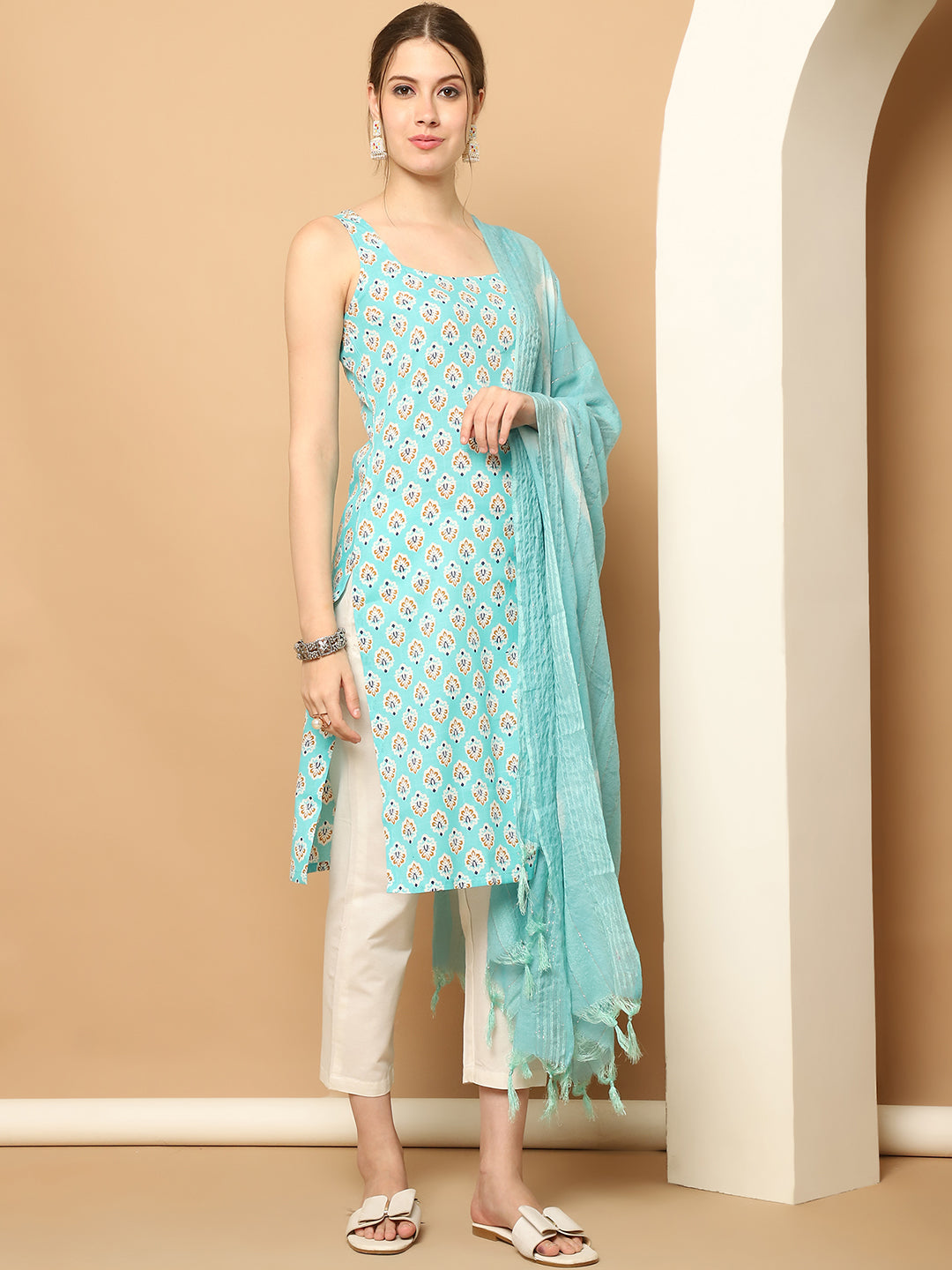 Blue Printed Kurta Palazzo Set | Kurta and Palazzo Set Online