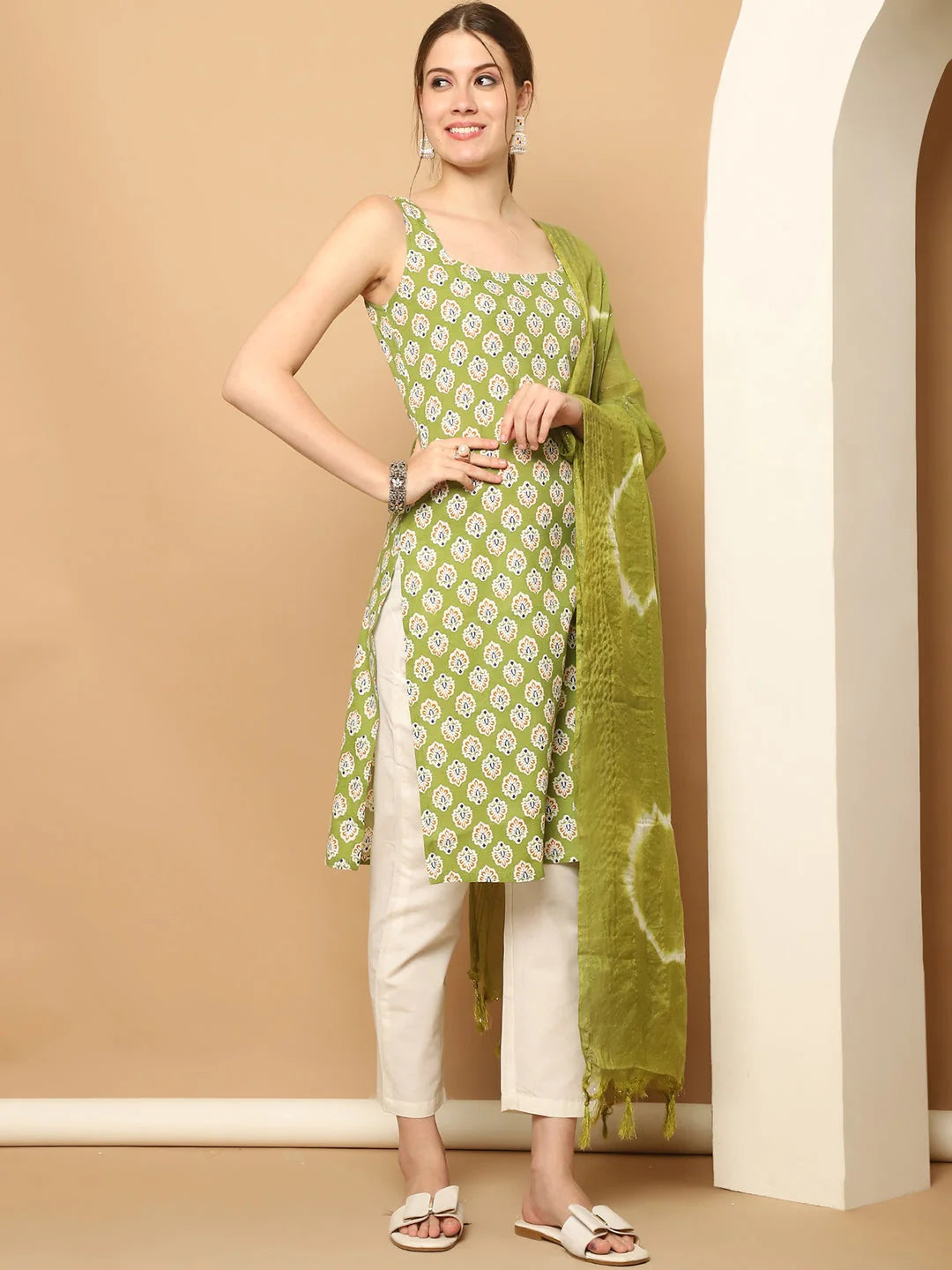 Green Printed Kurta Palazzo Set | Kurta Palazzo Set for Women