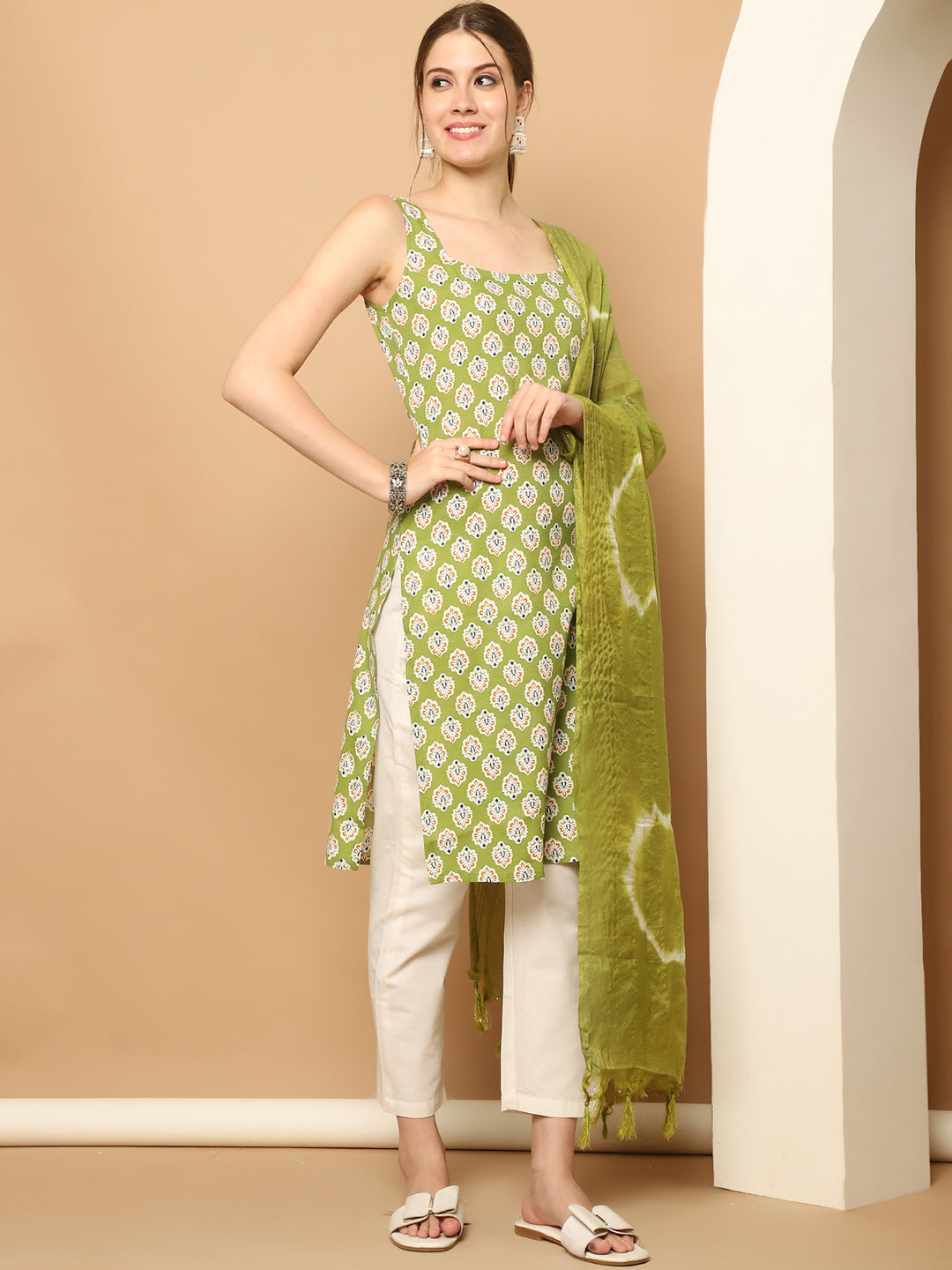 Green Printed Kurta Palazzo Set | Kurta Palazzo Set for Women