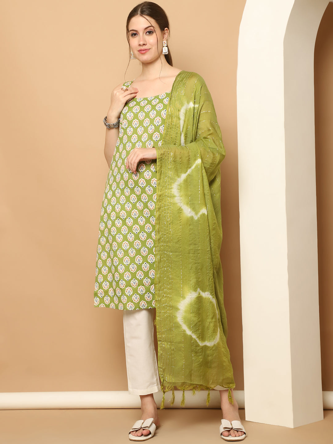 Green Printed Kurta Palazzo Set | Kurta Palazzo Set for Women