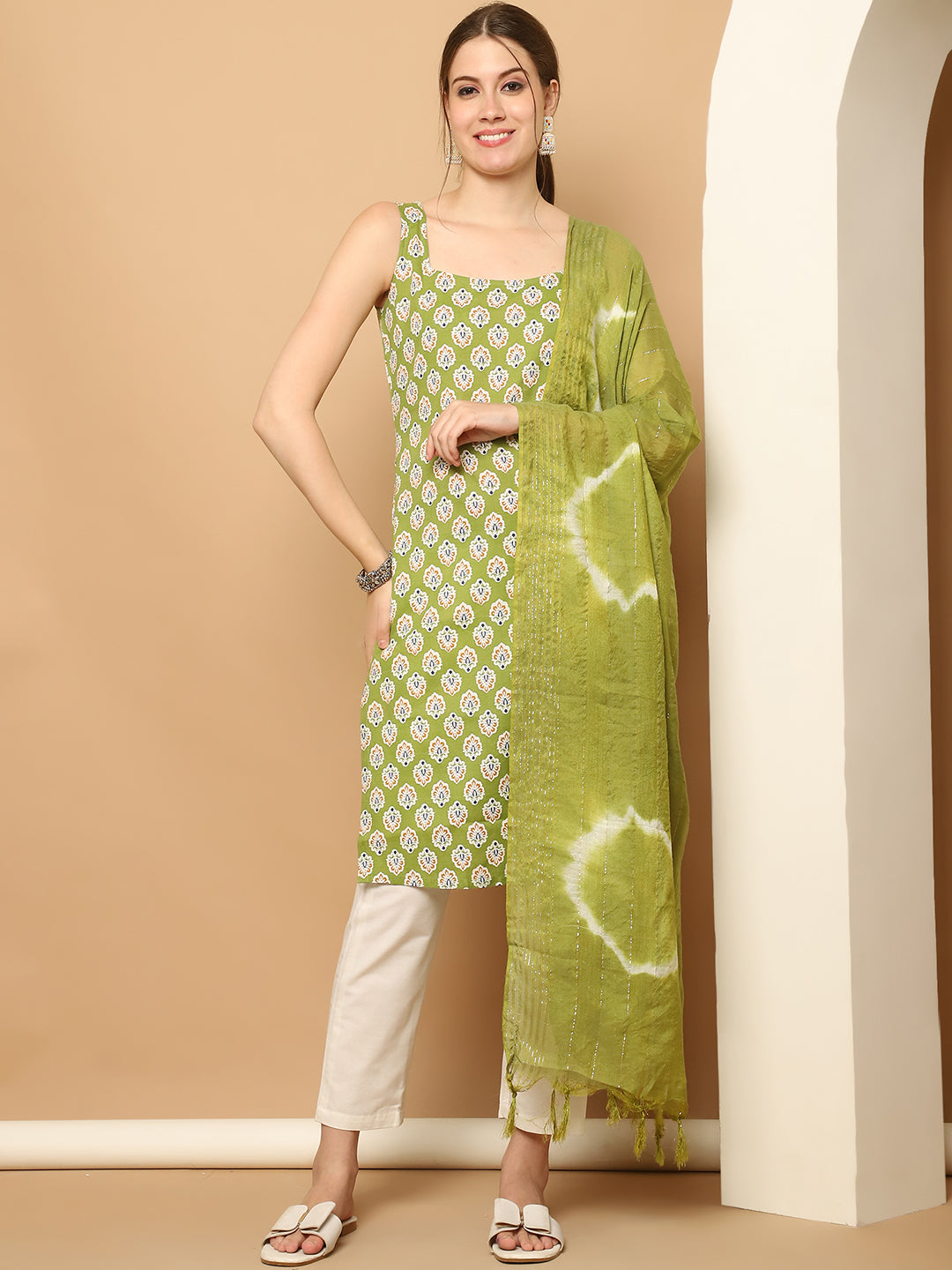 Green Printed Kurta Palazzo Set | Kurta Palazzo Set for Women