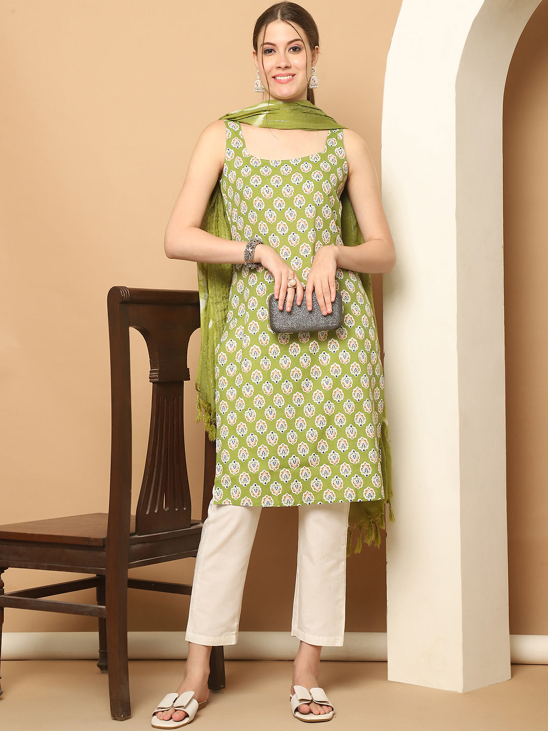 Green Printed Kurta Palazzo Set | Kurta Palazzo Set for Women
