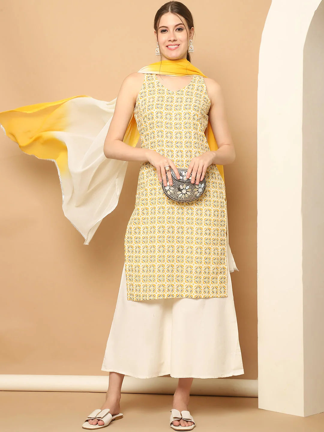 Lemon Printed Kurta Palazzo Set | Women's Kurta and Palazzo Set