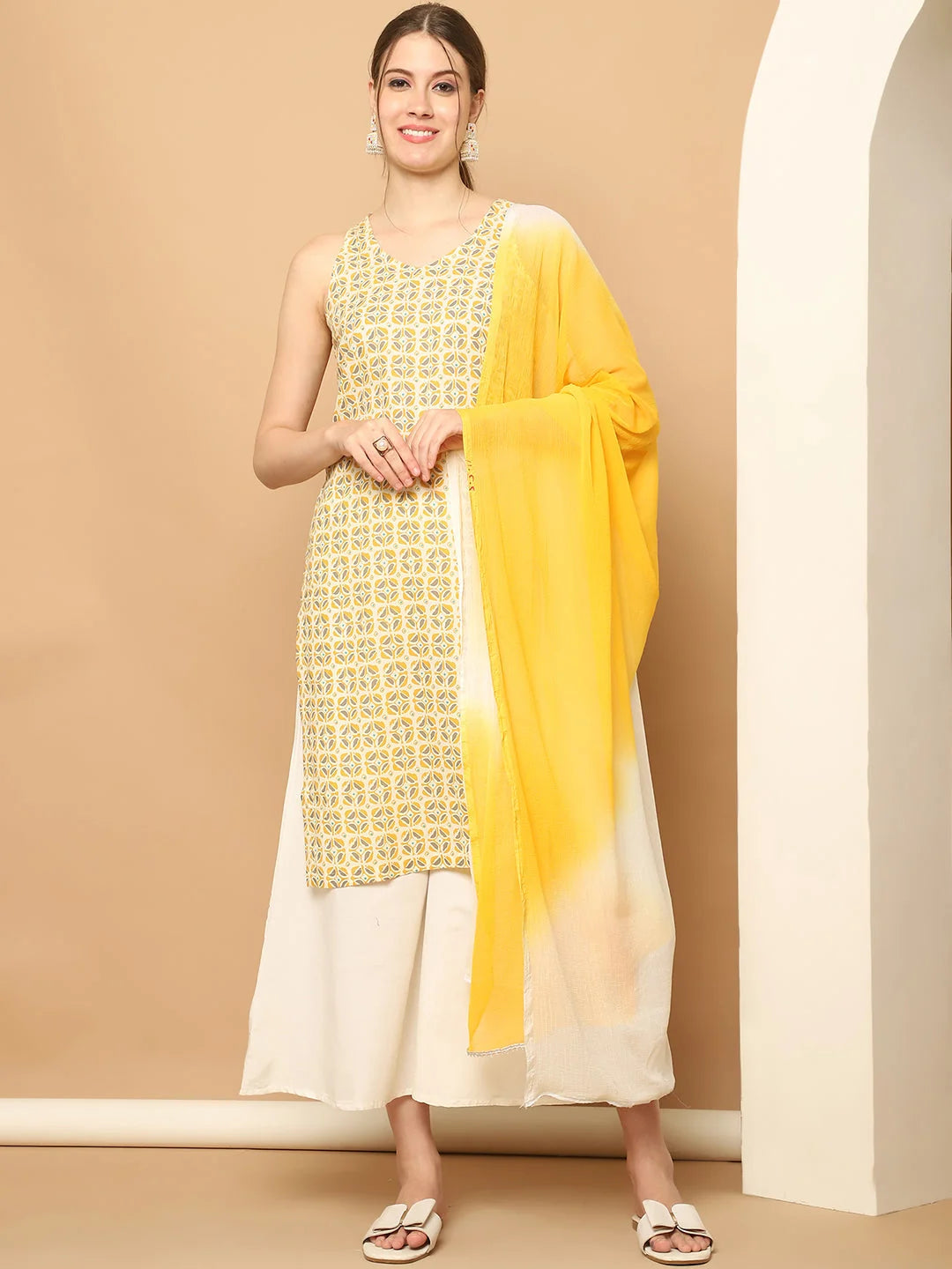 Lemon Printed Kurta Palazzo Set | Women's Kurta and Palazzo Set