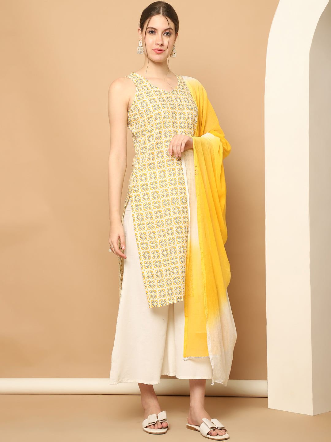 Lemon Printed Kurta Palazzo Set | Women's Kurta and Palazzo Set