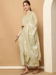 Dobby Green Kurta with Palazzos & With Dupatta ( JOKPL D64P 1561 Pista )