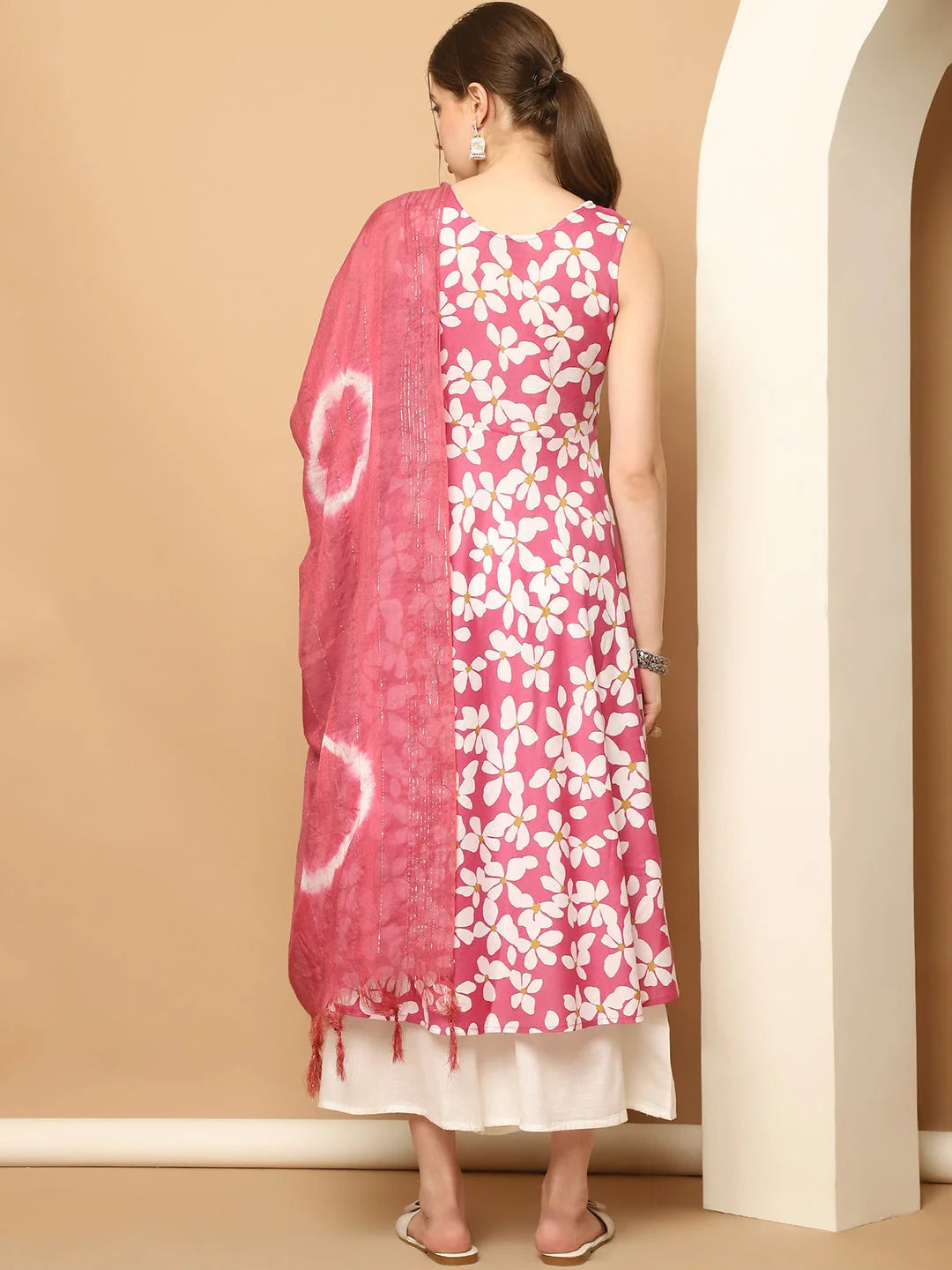 Pink Floral Anarkali Kurti Set - Printed Indian Kurta