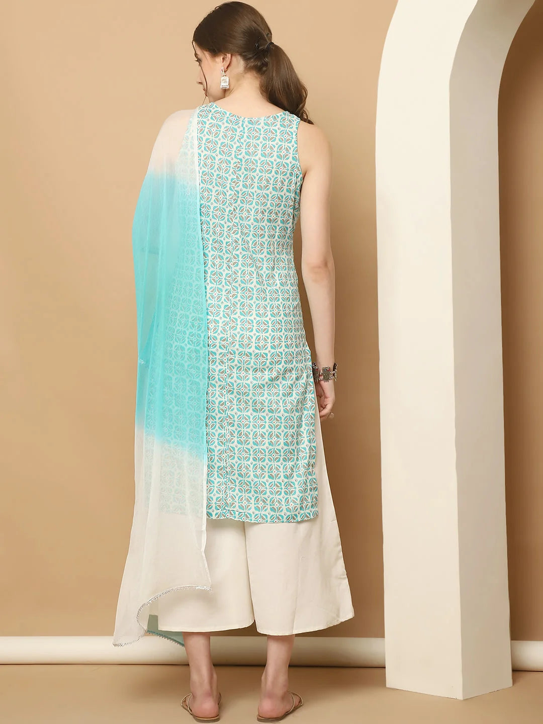 Printed Blue Kurta Palazzo Set with Dupatta | Women's Style