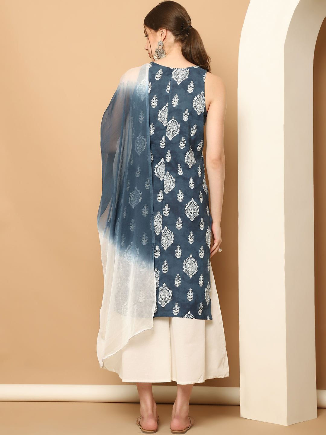 Printed Grey Kurta Palazzo Set with Dupatta | Women's Fashion
