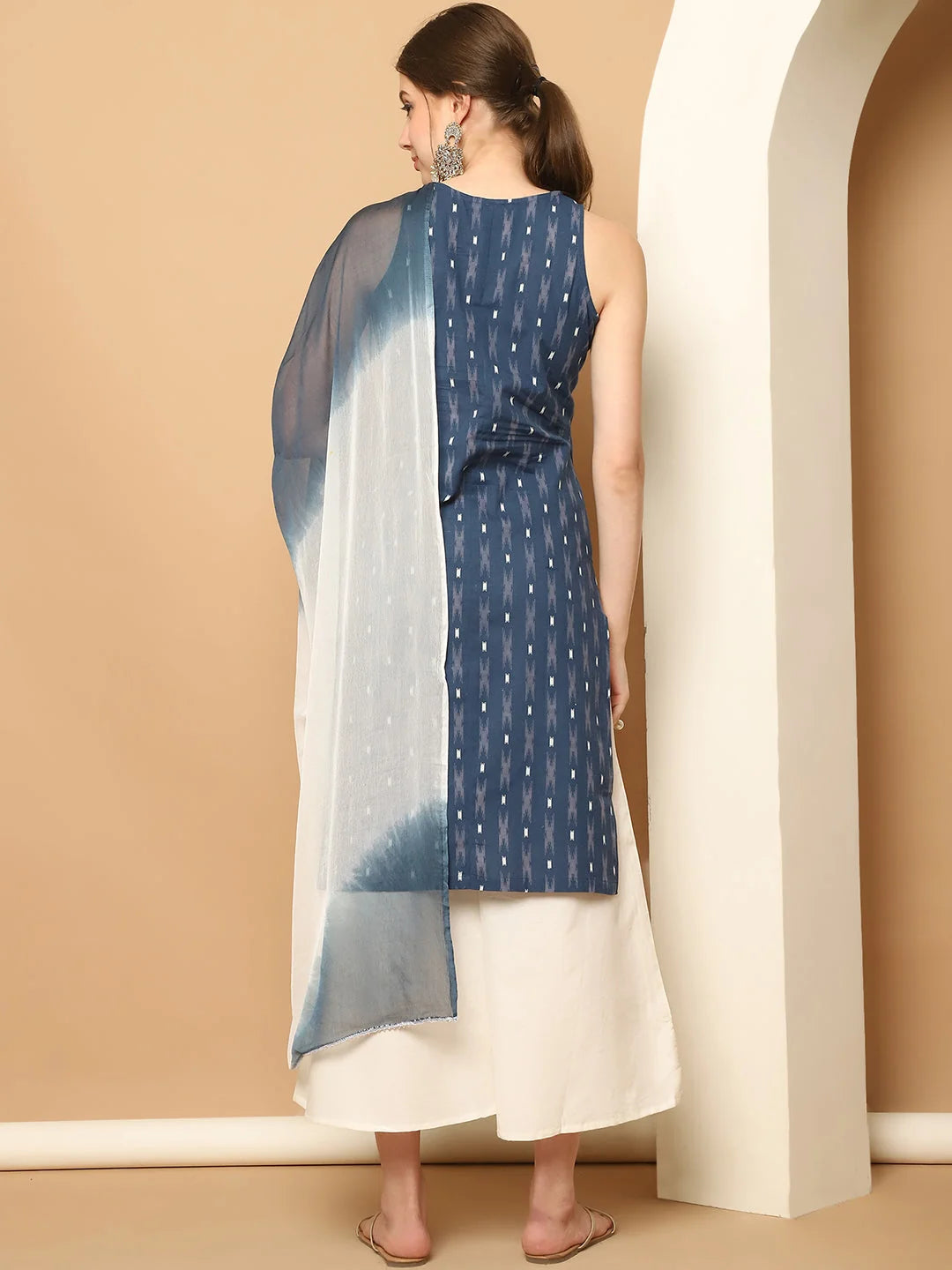 Navy Blue Printed Kurta Palazzo Set | Women's Cotton Suit