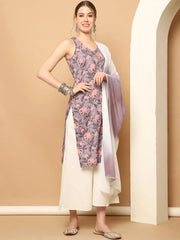 Printed Purple Rayon Kurta with Palazzos & With Dupatta ( JOKPL D65P 1561 Purple )