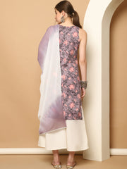 Printed Purple Rayon Kurta with Palazzos & With Dupatta ( JOKPL D65P 1561 Purple )