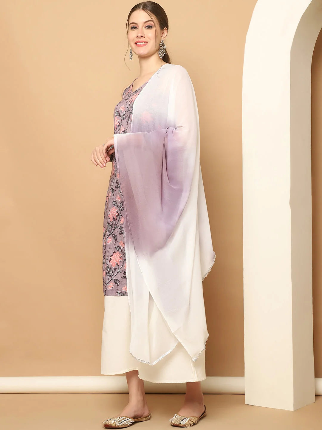 Purple Printed Kurta Palazzo Set | Women's Palazzo Sets