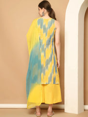 Woven Design Yellow Cotton Kurta with Palazzos & With Dupatta ( JOKPL D65YG 1561 Yellow )